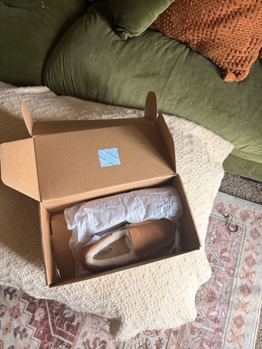 Men's Chestnut Brown Slip-On Moccasin with Sherpa Lining
